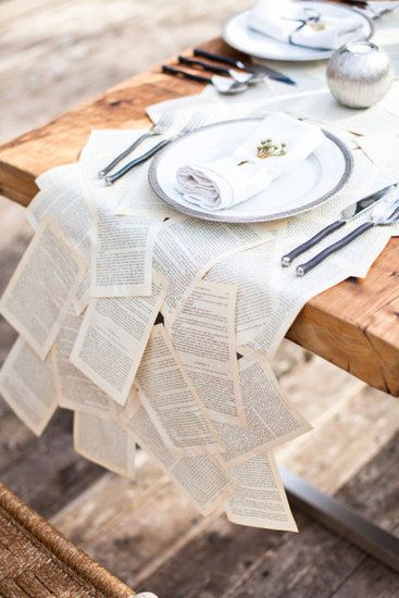 Book pages Wedding Table Runner