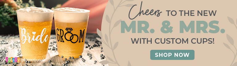 cheers to the new mr. & mrs. with custom cups