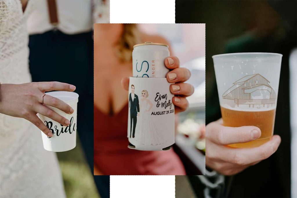 personalized wedding cups and koozie
