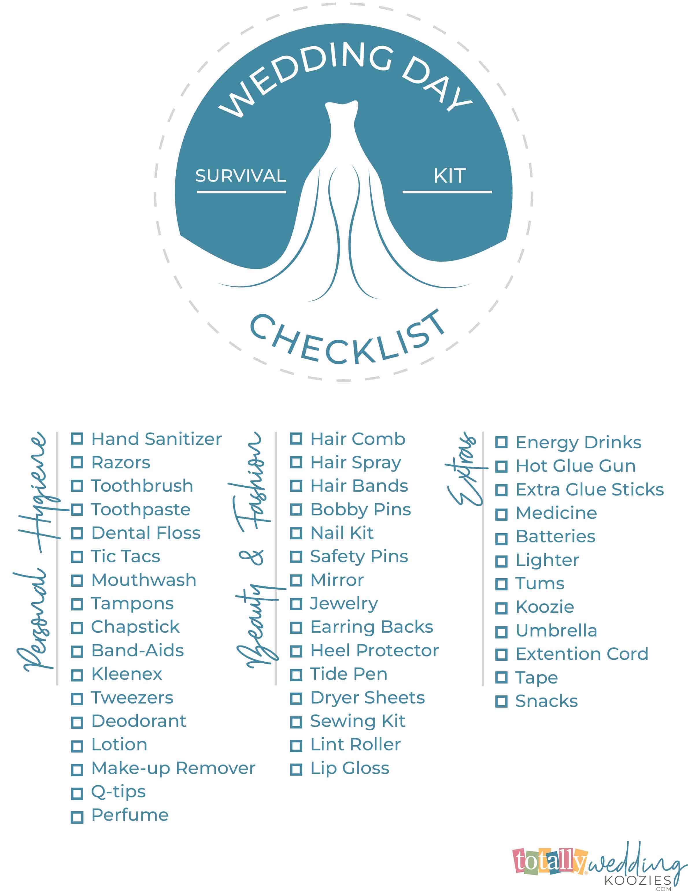 wedding day survival kit checklist