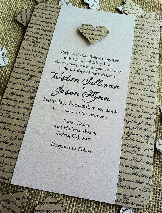 literary themed wedding invites