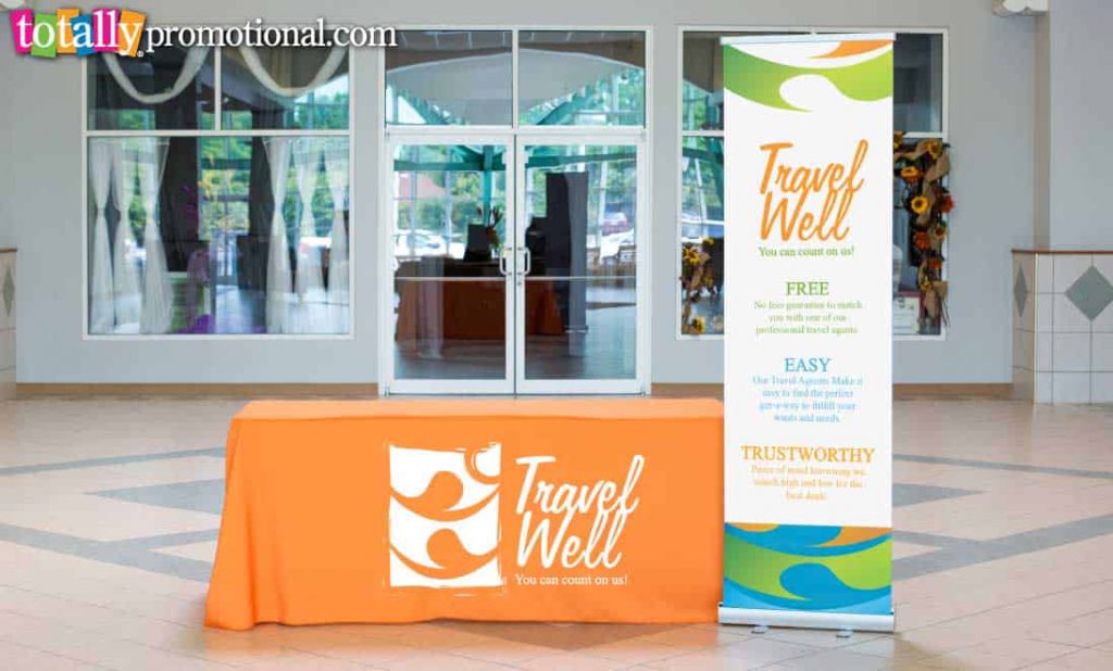 table cover and banner stand