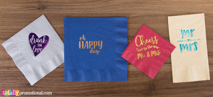 custom foil stamp wedding napkins