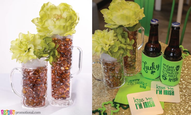beer mug flowers st patricks wedding favors
