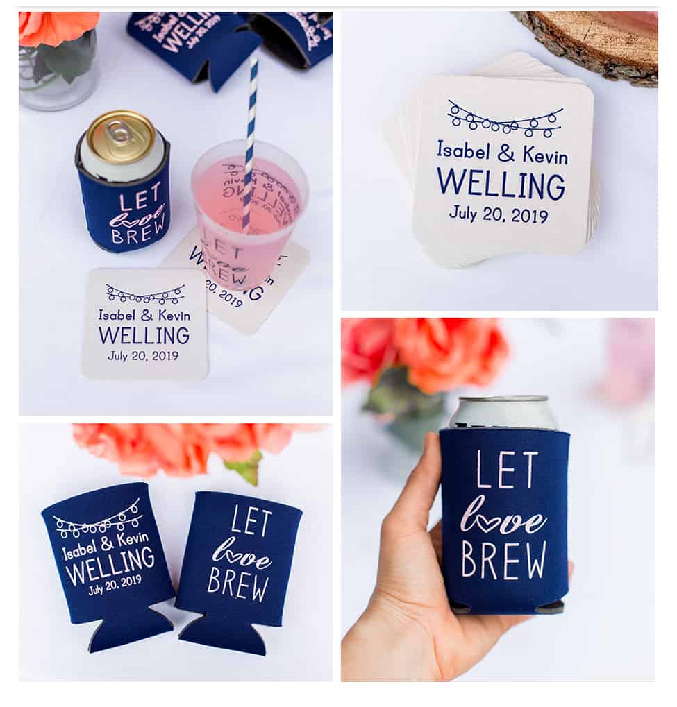 blue and pink wedding favors