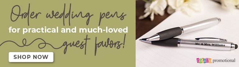 Order wedding pens for practical and much-loved guest favors!