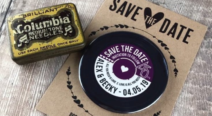 vinyl record save the date magnet