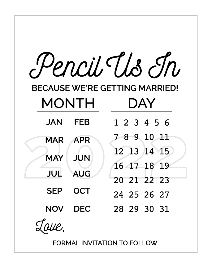 printable save the date card 2022