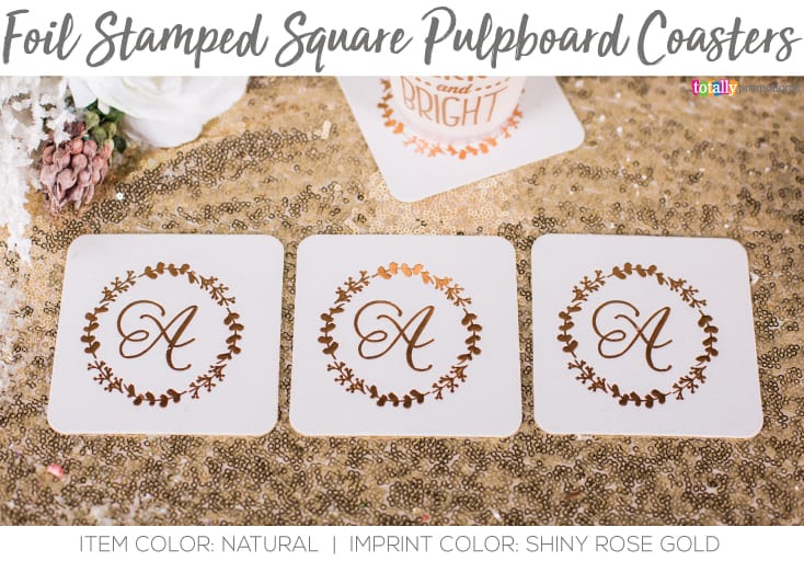 Metallic Gold Foil Stamped Monogram Coasters