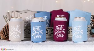 Winter Wedding Favor Can Coolers