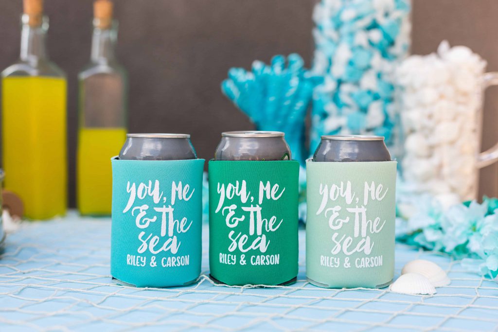 cute wedding can coolers