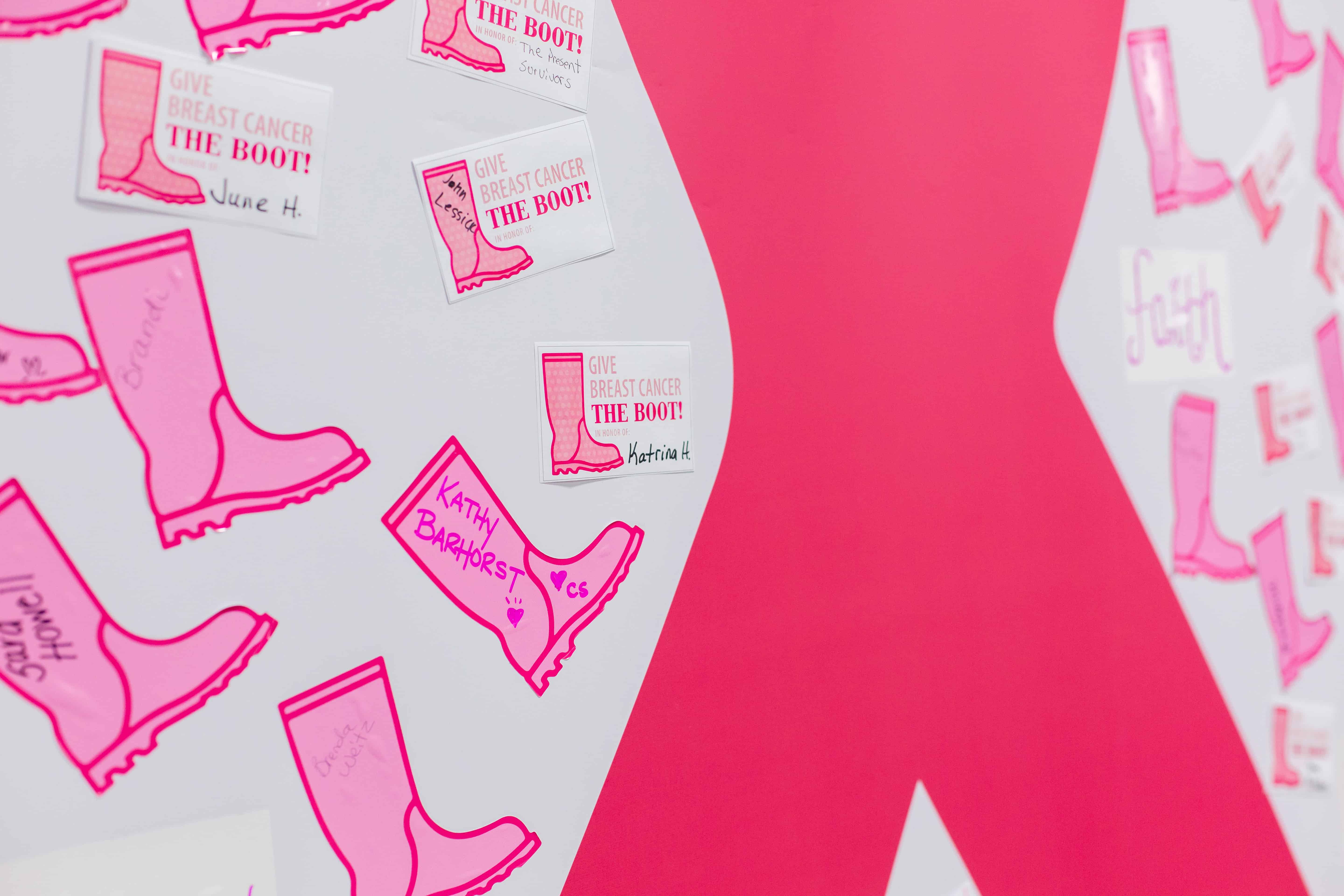 "give breast cancer the boot" banner