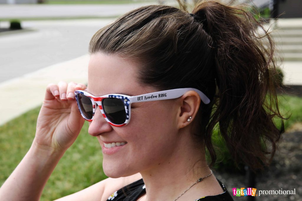 patriotic sunglasses on woman