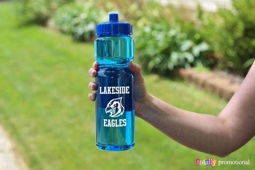 custom printed blue translucent bike bottle