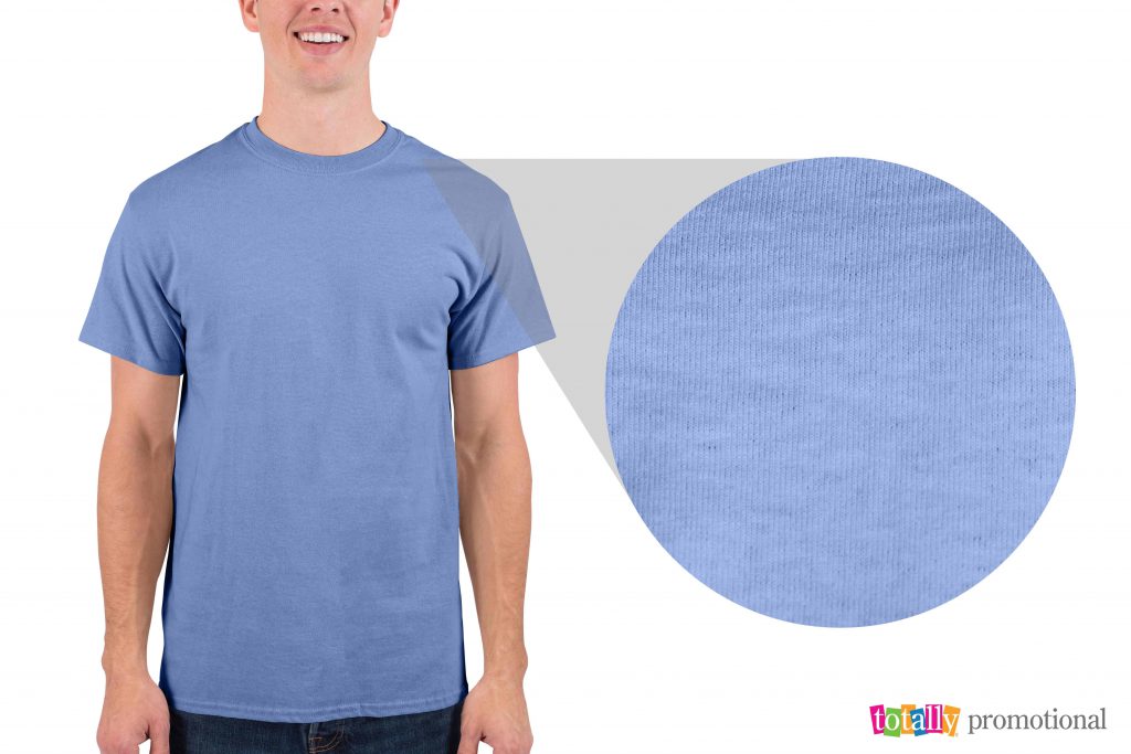 carolina blue gildan heavy cotton t-shirt with close up of fabric