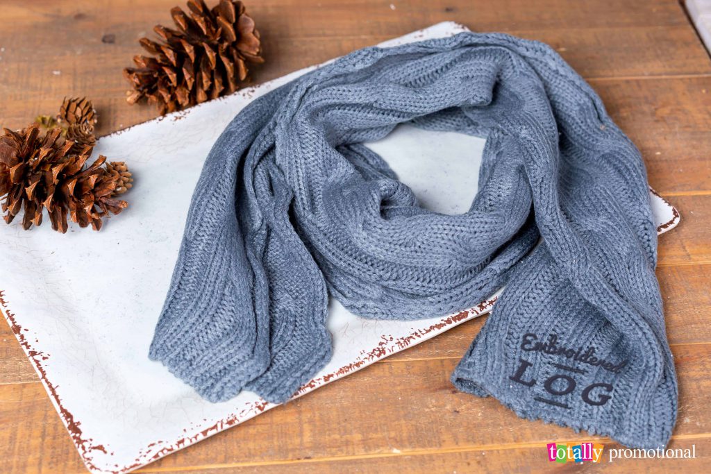 custom gray embroidered scarf