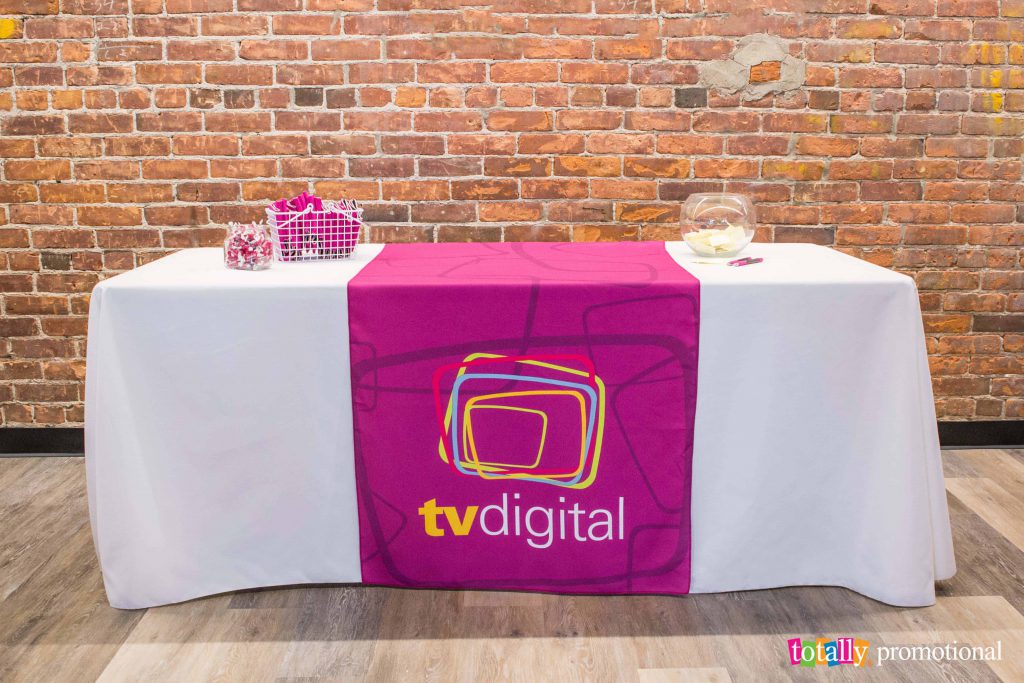 customized table runner with full color logo