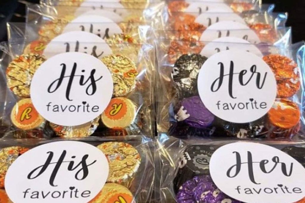 his and hers wedding stickers for treats