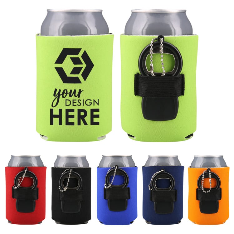 collapsible can cooler with bottle opener with your design here