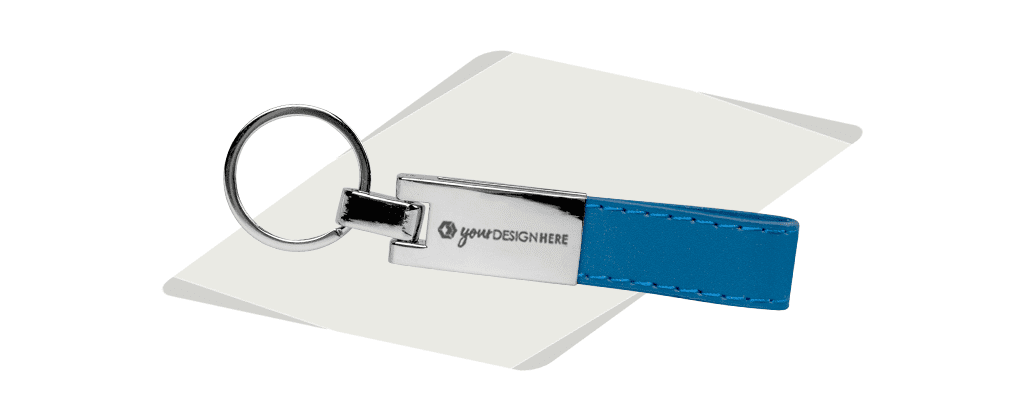 blue luxury strap keychain-engraved with your design here logo