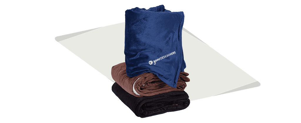 black sherpa reversible blanket-embroidered with white your design here logo