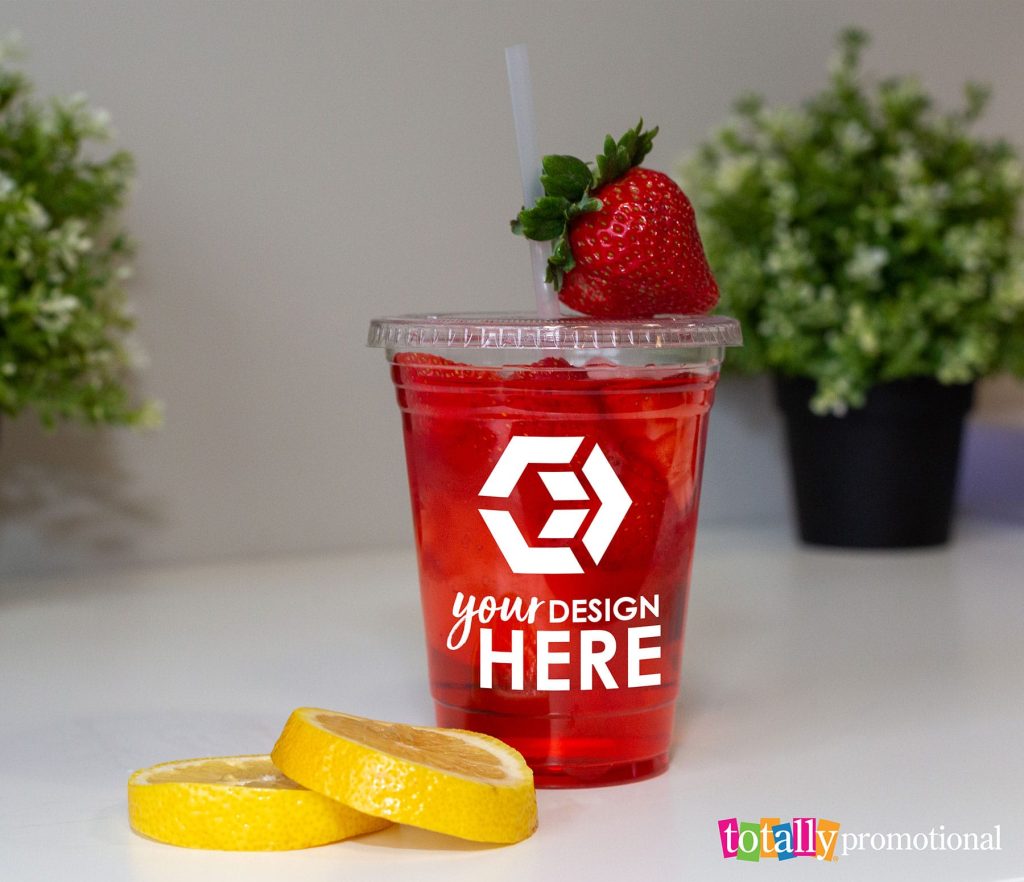 disposable cup with your logo here by fruit
