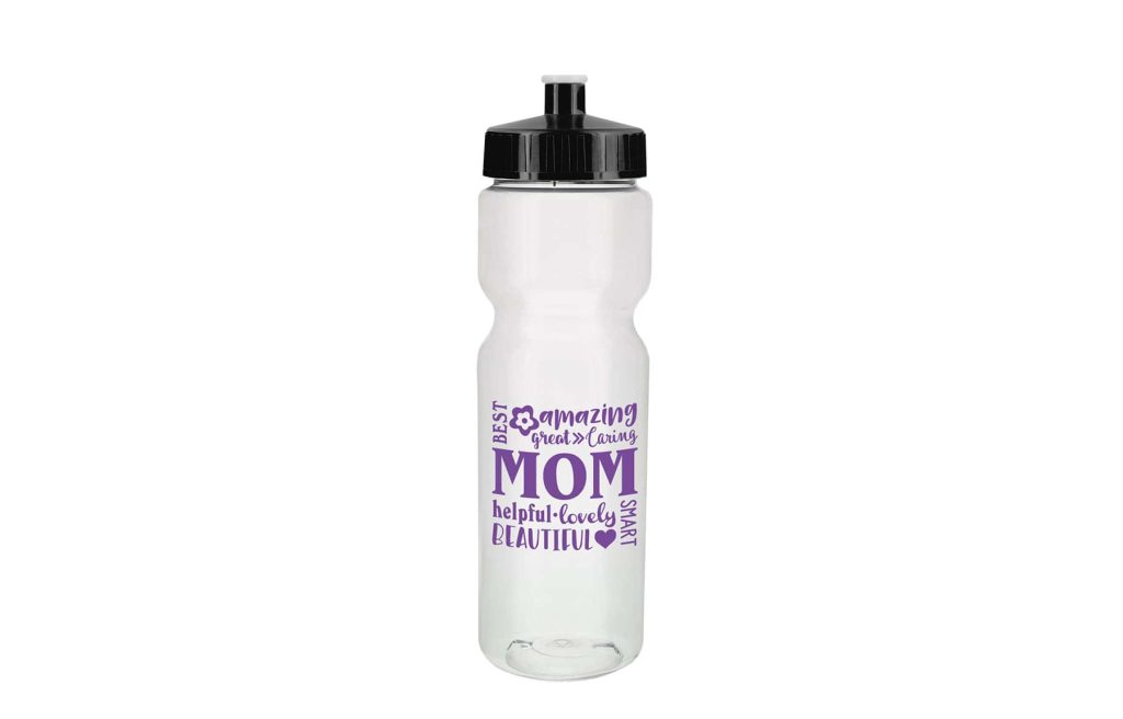 custom clear water bottle with black lid