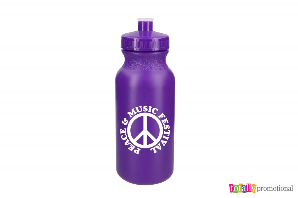 purple water bottle with custom logo