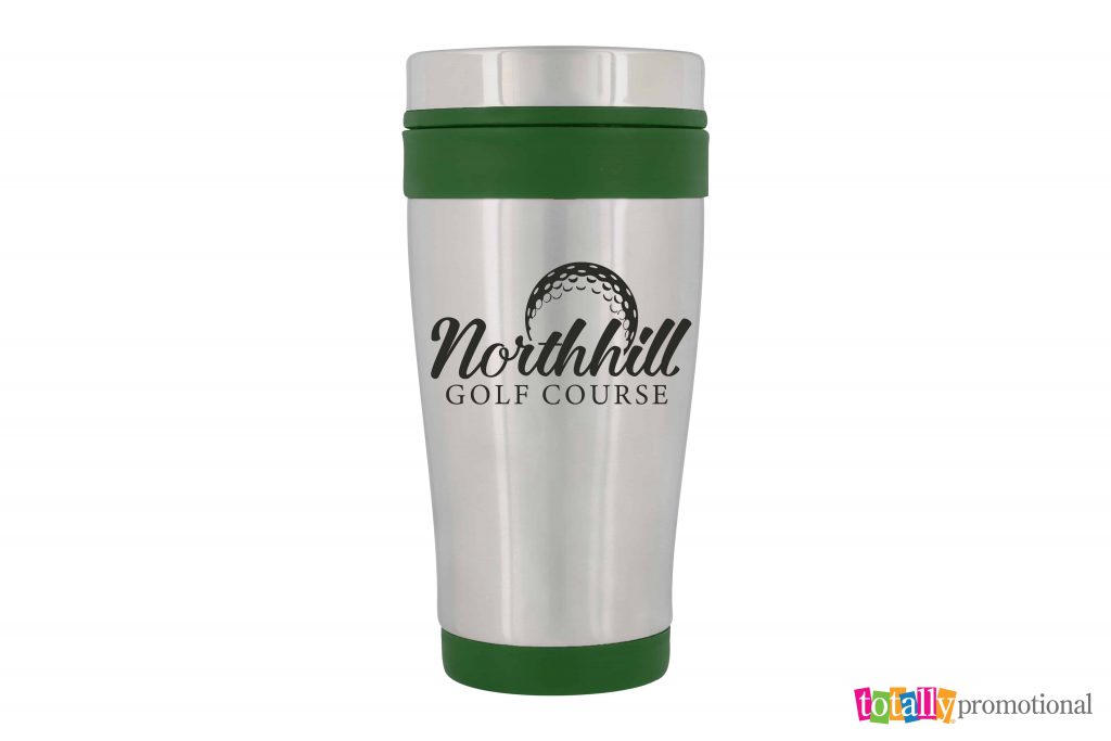 custom stainless steel tumbler with golf course logo