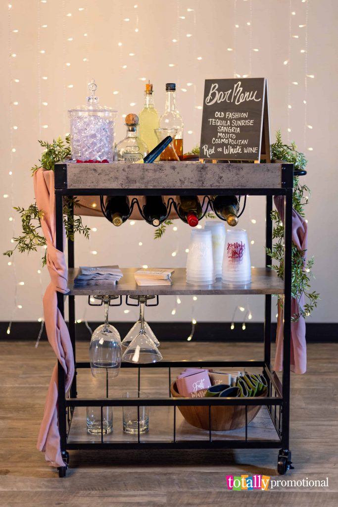 personalized bar cart for wedding