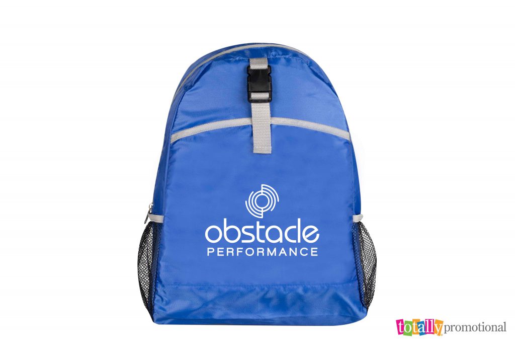 customized blue backpack with business logo