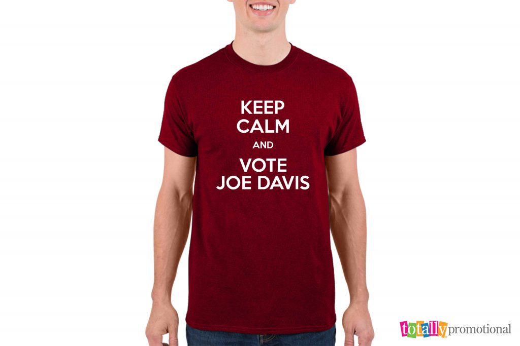 burgundy t-shirt with political saying