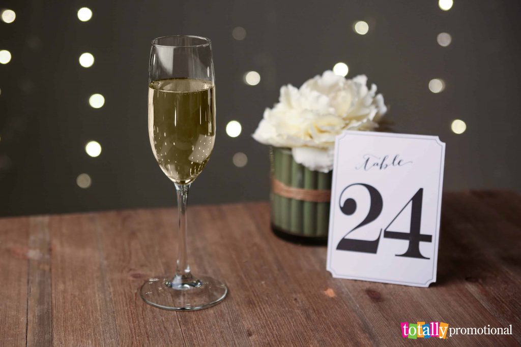 champagne glass with table marker