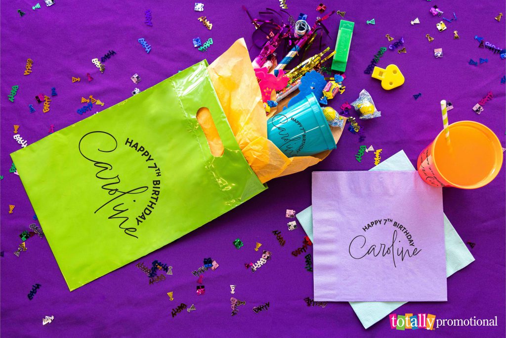 customized party supplies for a birthday party