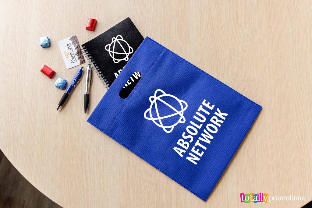 blue customized swag bag for businesses