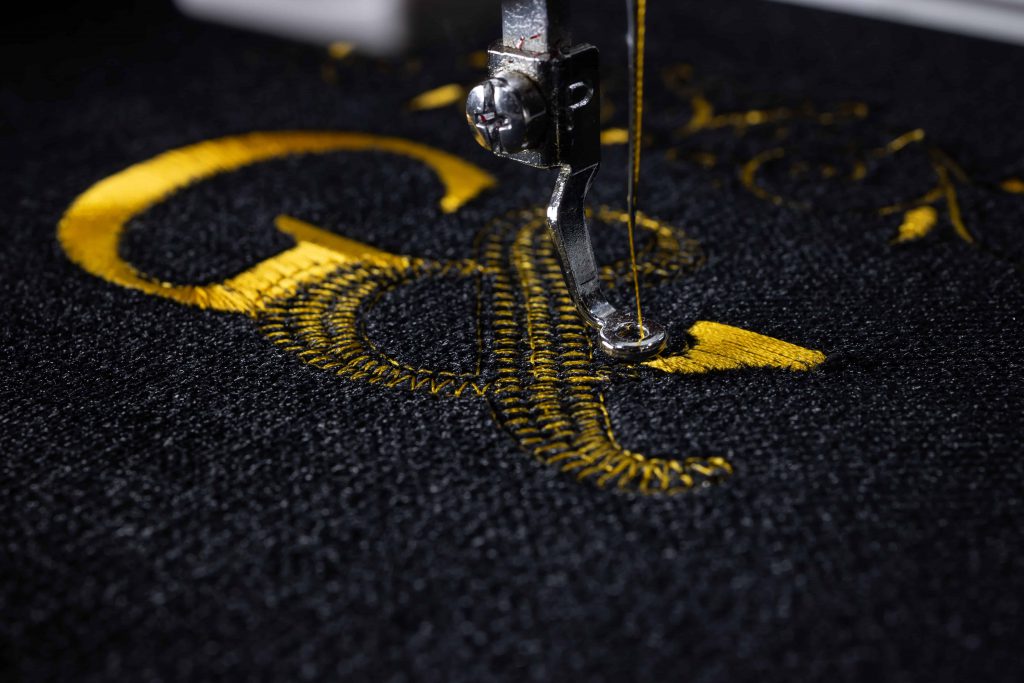 embroidery machine in action