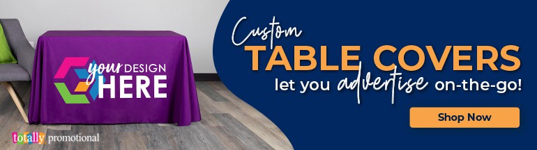custom table covers let you advertise on-the-go