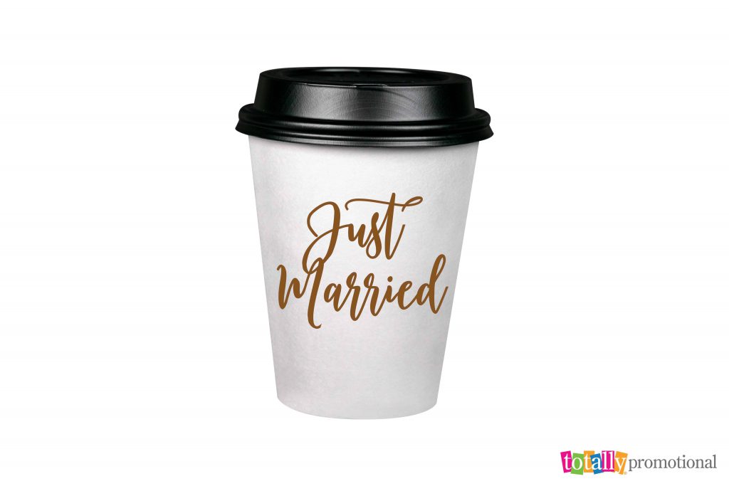 customized 8 oz. wedding paper cups with lids