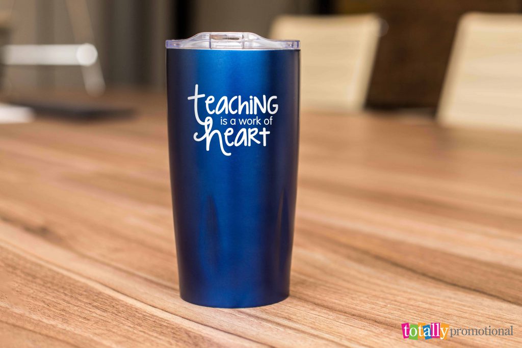 navy tumbler customized with a teacher quote