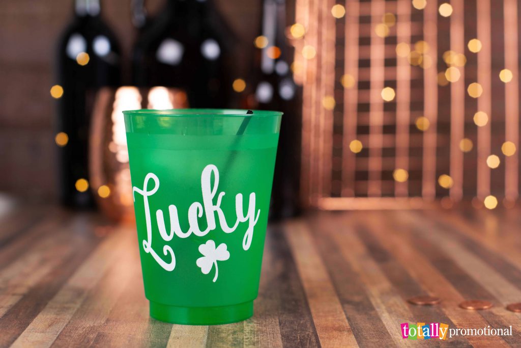 customized party cups for st. patrick's day at a party