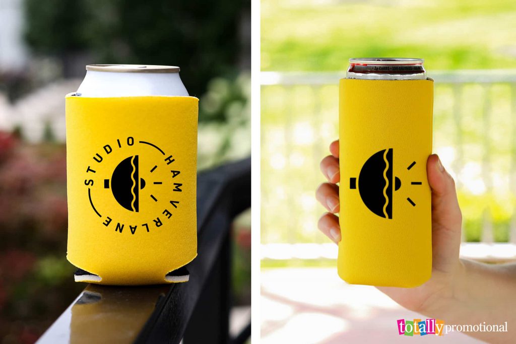 customized koozies with different logo styles