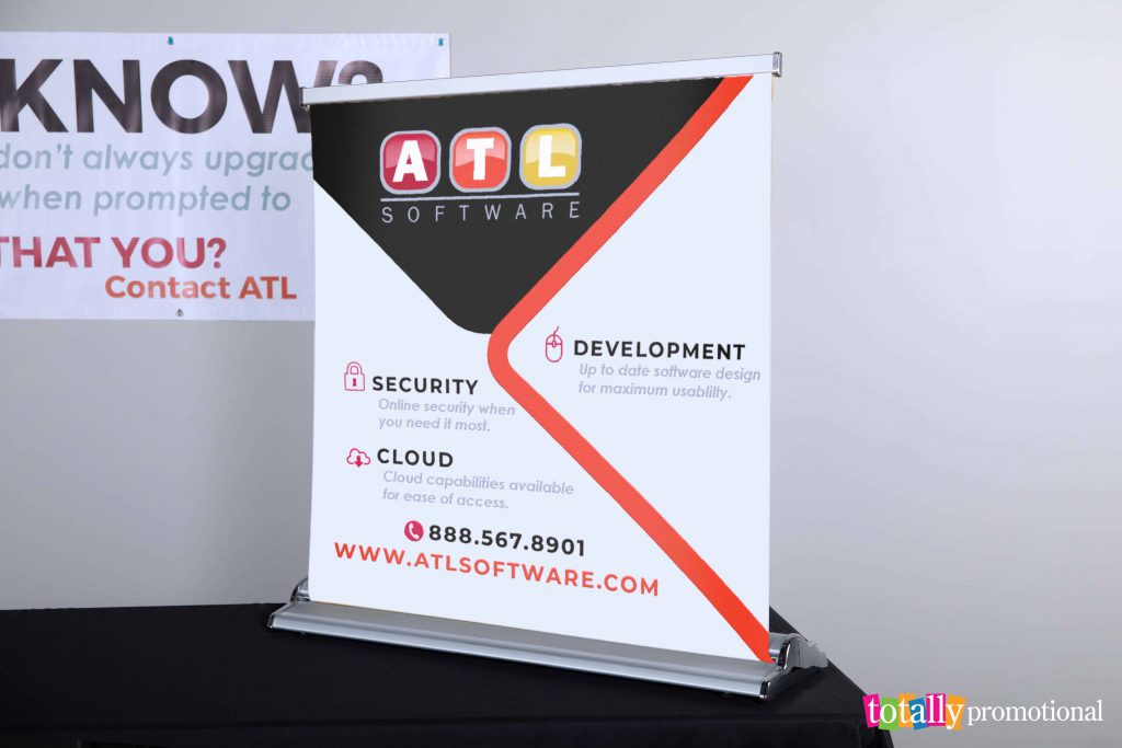 custom tabletop retractable banner for a software company