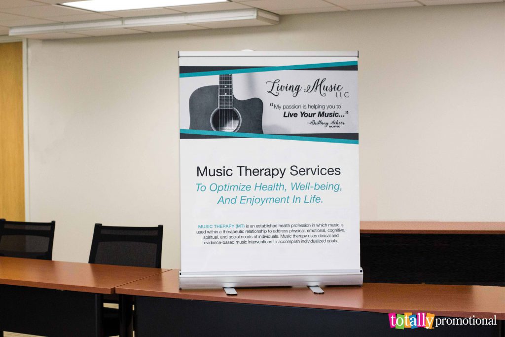 personalized tabletop banner for a music therapy service