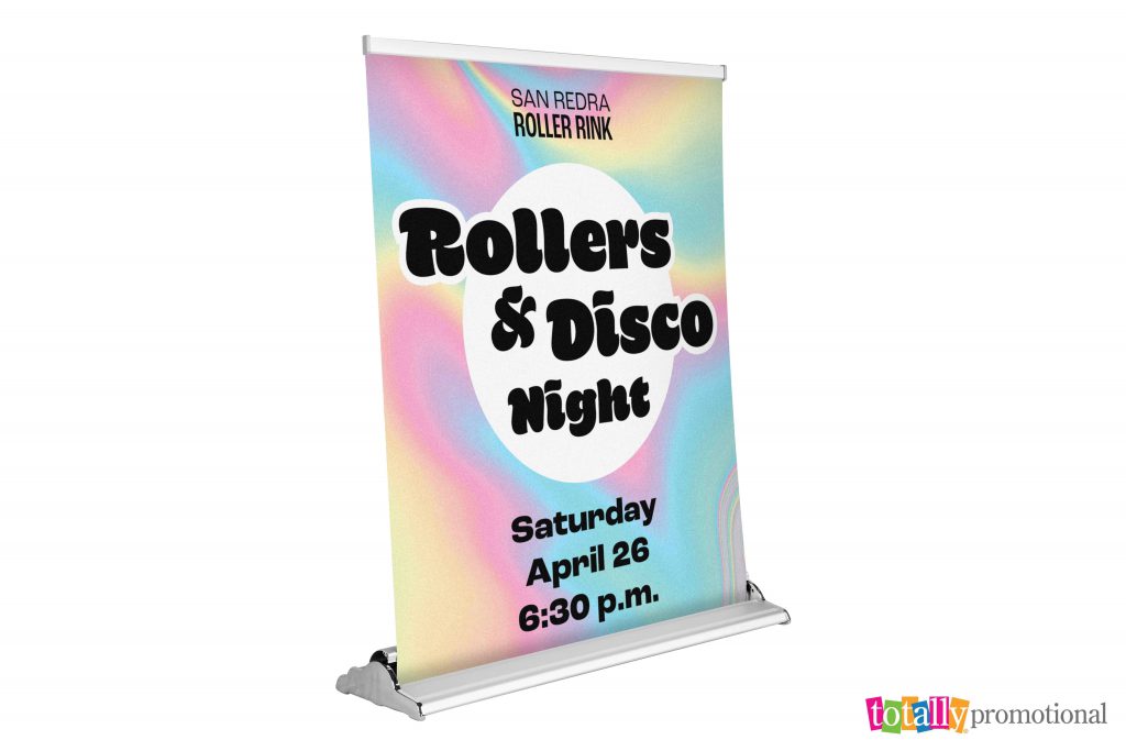 vibrant full-color retractable tabletop banner