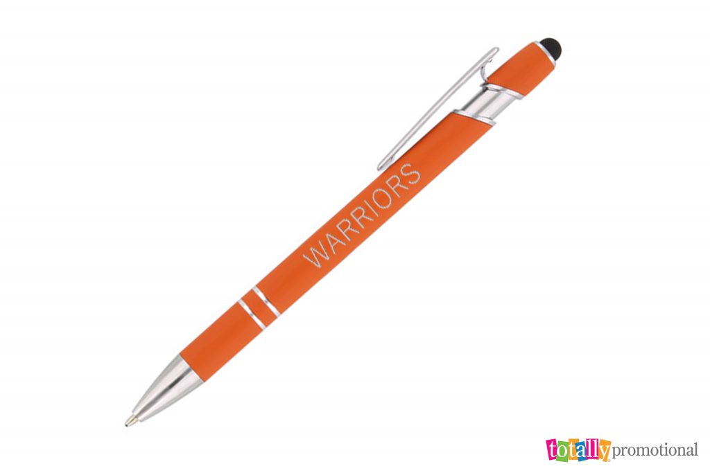 custom orange ascent stylus pen engraved with team logo