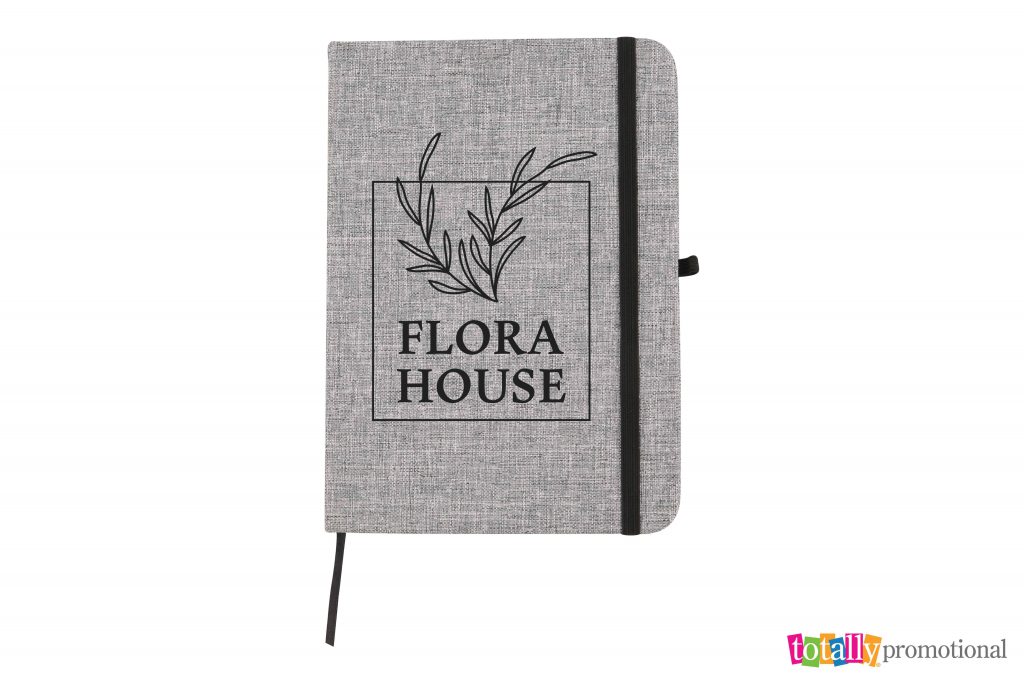customized heather gray notebook with business logo