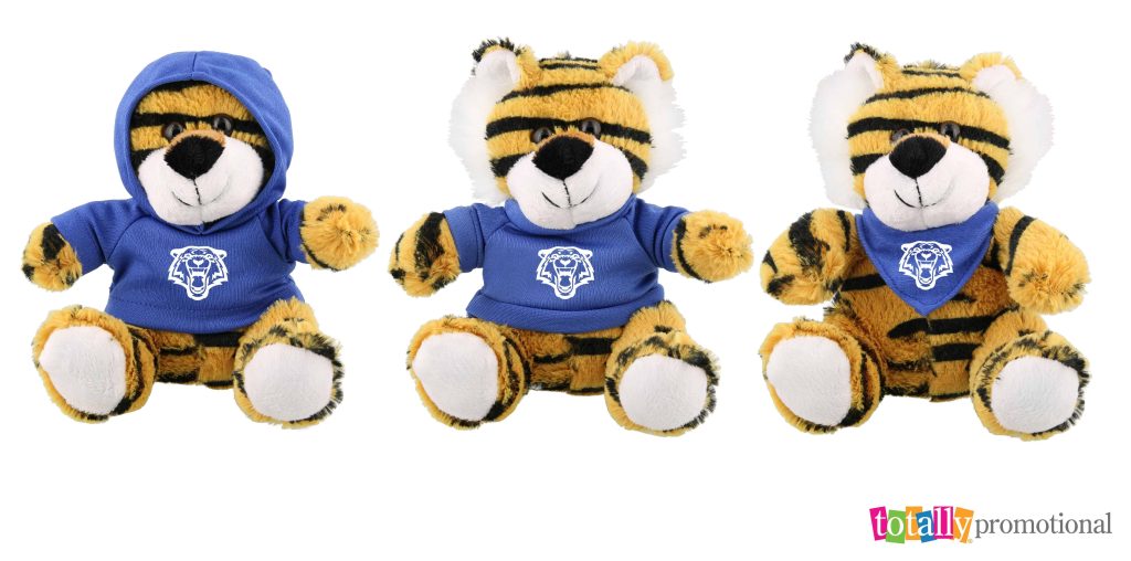 customized tiger stuffed animal with different imprint finishes