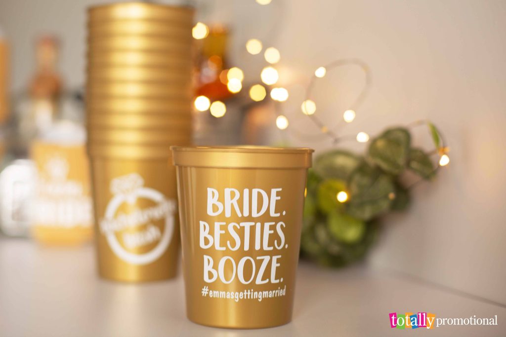 gold personalized wedding stadium cups