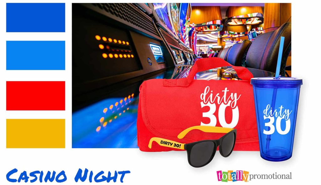 casino night color palette theme with customized products