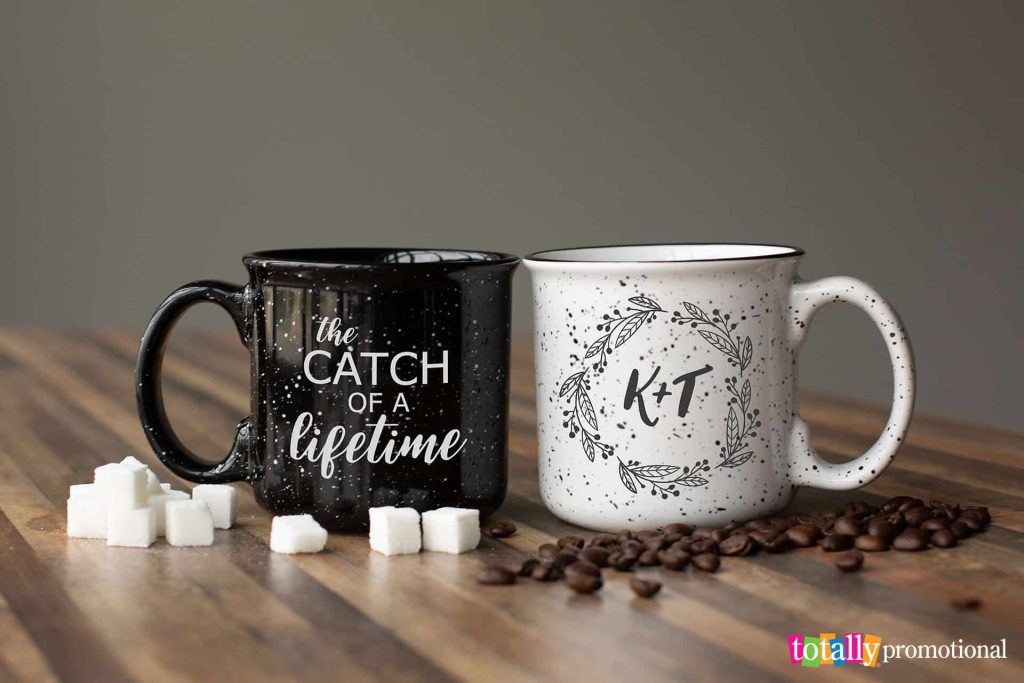 black and white wedding favor coffee mugs